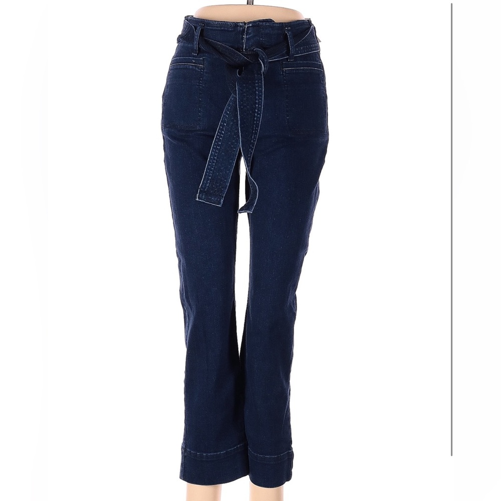 NWOT LOFT Dark Blue Belted, High waist straight ankle jeans.